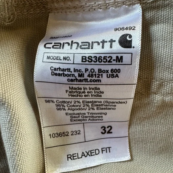 Carhartt Rugged Flex Relaxed Fit Pants 32x11 Workwear Durable Cotton Beige - Picture 5 of 5